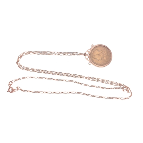 14 - A Victorian 1895 full sovereign on a 375 stamped chain (60cm approx) weight 12.55g approx#14