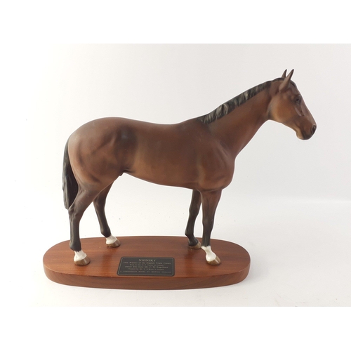 156 - BESWICK RACE HORSE - NIJINSKY. A Connoisseur Model by Beswick England on a wooden plinth. 28cm high ... 