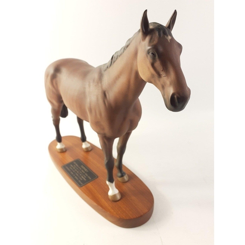 156 - BESWICK RACE HORSE - NIJINSKY. A Connoisseur Model by Beswick England on a wooden plinth. 28cm high ... 
