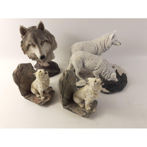 166 - A pack of Wolves to include a NEMESIS Ltd. Ed. pair drinking (A/F, tail detached), a pair of Willow ... 