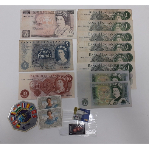 122 - BANK OF ENGLAND banknote collection to include notes to £23 face value with a 10/- note.  All notes ... 