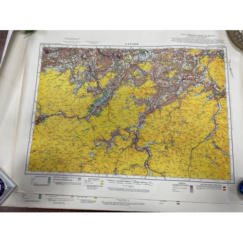 180 - VINTAGE COLOURFUL c1950's/60's ORDNANCE SURVEY sheet 79 Land Utilisation map of LANARK - dimensions ... 