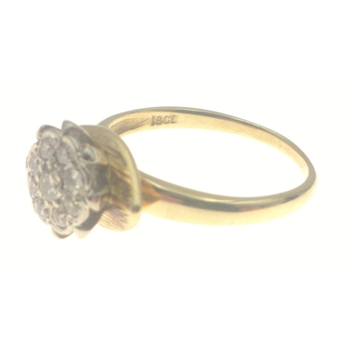 2 - DAZZLING DIAMONDS! 18ct stamped dress ring with eight diamonds and a larger centred diamond all in f... 