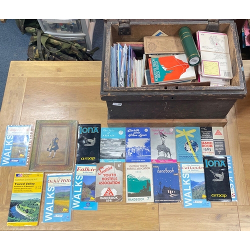 200 - Ready for a voyage of exploration - a wooden twin-handled chest (58x36x33cm approx) plus a bundle of... 