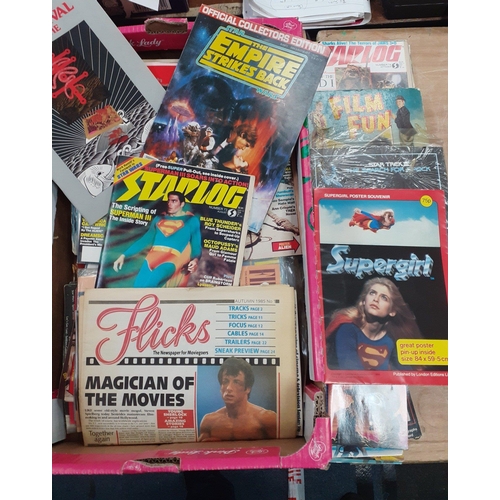 233 - A collection of movie theme magazines Star Logs, Star Trek, Superman, Supergirl, Indiana Jones books... 