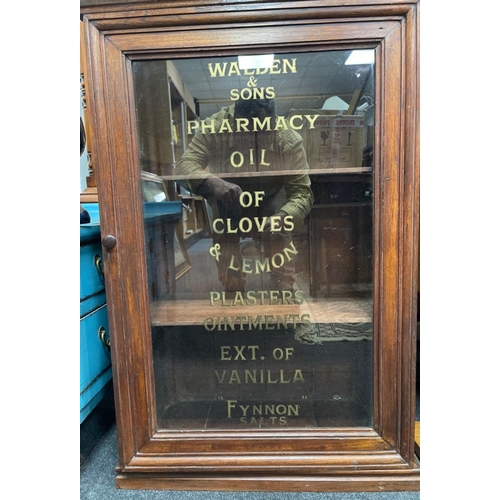 238 - A stunning c1900s PHARMACISTS / Chemists display case/ cabinet.  Beautiful gold leaf lettering on th... 