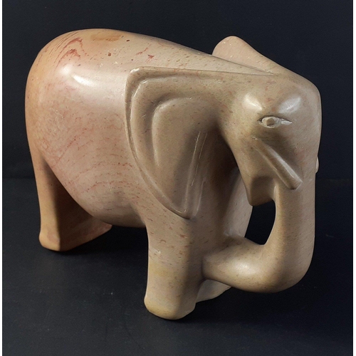 322 - A wonderfully tactile soapstone ELEPHANT standing approx 13cm high, length approx 20cm, no chips or ... 