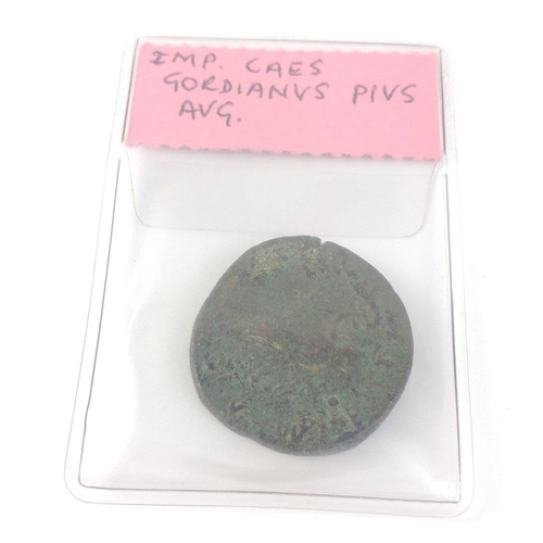 52 - Ancient Roman Coin. GORDIANUS III bronze coin. Wear overall but some nice detail.   Weight 21.8g Dia... 