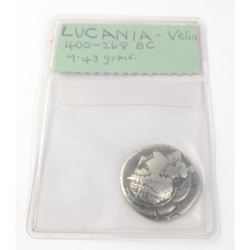 67 - An ancient ROMAN silver coin from LUCANIA VELIA in Southern Italy (c 400-268BC), 6.7g approx, 20mm d... 