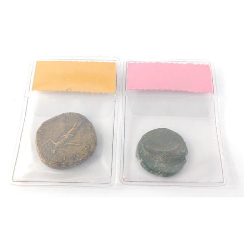 69 - Ancient Roman coins x2. HADRIAN (98 -117AD) bronze coin. Weight 26g Diameter 29mm & Weight 9.5g ... 