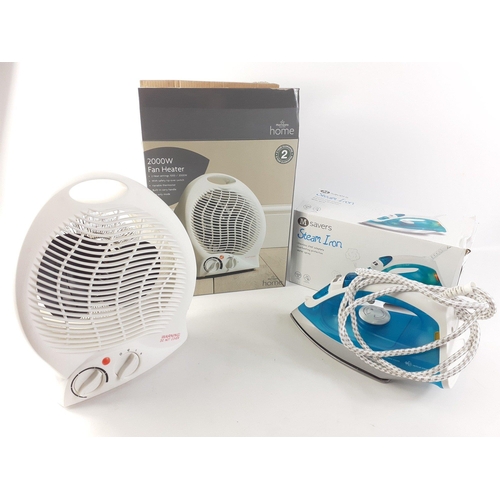485 - A Morrisons Home portable 2000W FAN HEATER and  STEAM IRON, both still in boxes#495