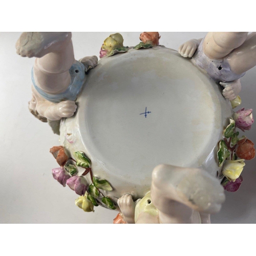 114 - EXQUISITE! 
A pair of SUBSTANTIAL SITZENDORF porcelain colourful bowls with standing CHERUB figures
... 