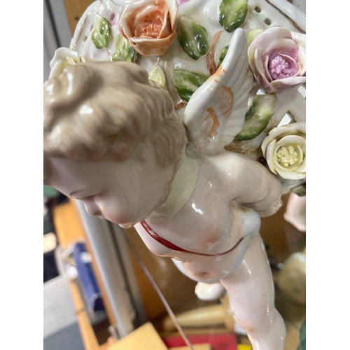 114 - EXQUISITE! 
A pair of SUBSTANTIAL SITZENDORF porcelain colourful bowls with standing CHERUB figures
... 