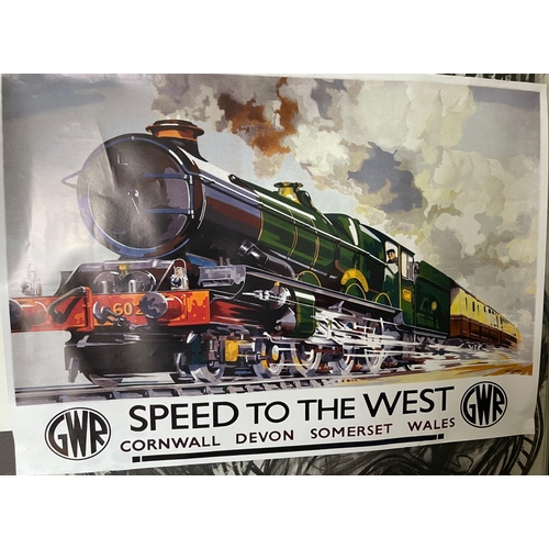 337 - GWR SPEED TO THE WEST superb large railway poster.  Live the romance of steam with this gorgeous col... 