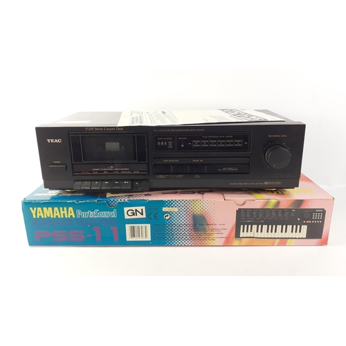 346 - A TEAC V-275C/V-255 stereo cassette deck with instructions and a YAMAHA PortaSound PSS-11 boxed keyb... 