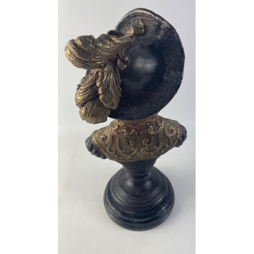 391 - Erte (Russian 1892-1990) stamped to the base edge -  a Victorian Era Woman in a feathered hat bronze... 