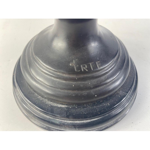 391 - Erte (Russian 1892-1990) stamped to the base edge -  a Victorian Era Woman in a feathered hat bronze... 