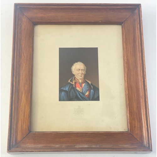 399 - Victorian engraving of the 'Late Duke of Wellington' by George Baxter.  Nicely embossed beneath imag... 