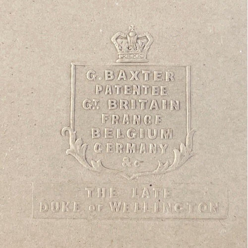 399 - Victorian engraving of the 'Late Duke of Wellington' by George Baxter.  Nicely embossed beneath imag... 