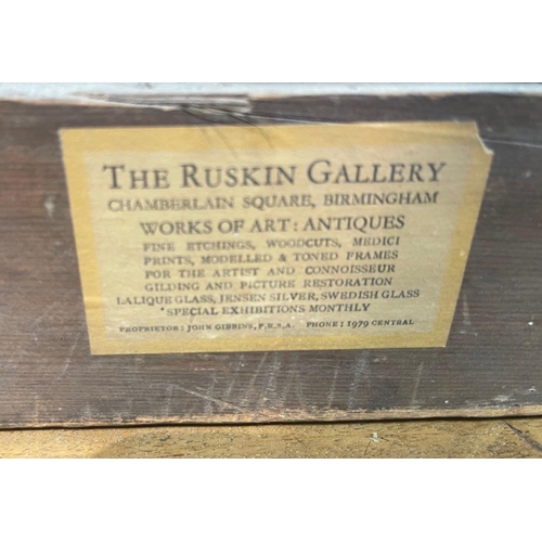 401 - 17th Century PORTRAIT OF A LADY - 3/4 length standing portrait in a gold satin dress with blue linin... 