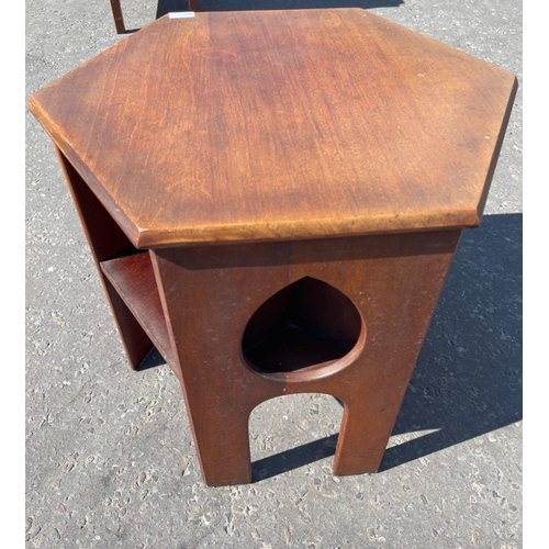 422 - AN UNUSUAL HEXAGONAL shaped designer small side table - dimensions 22