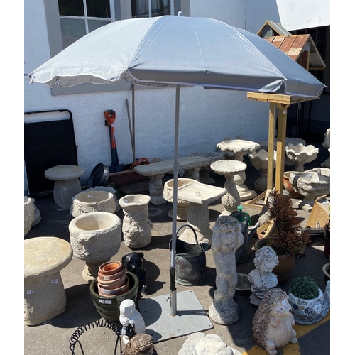 440 - CHARMING grey fabric garden parasol( brand new item) with adjustable height etc - base not included#... 