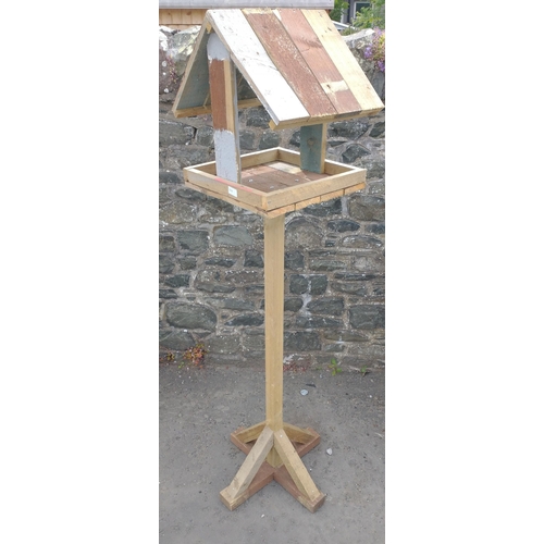 442 - A hand-made wooden bird table made from recycled wood, standing 175cm tall#115