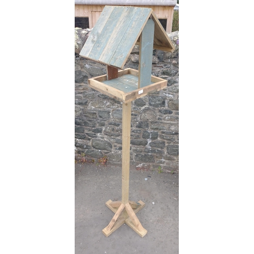 443 - A hand-made wooden bird table, made from recycled wood, standing 195cm tall#116
