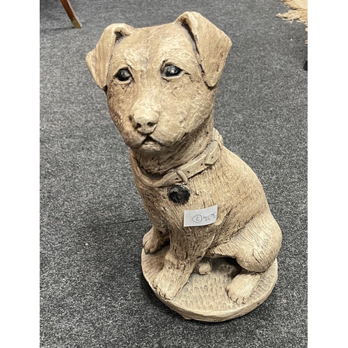 447 - A vintage labrador style sitting garden ornament - 34cm height approx#119