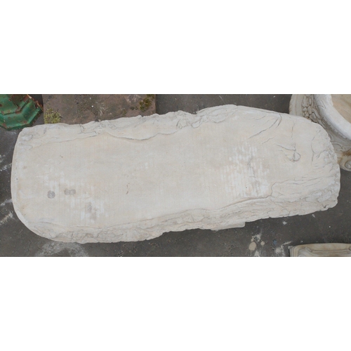 456 - A stonework garden bench on squirrel plinths with timber style seat 100cmW x 39D x 44H - brand new i... 