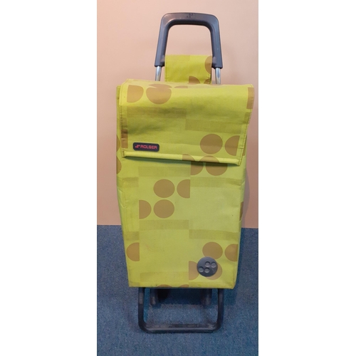 240 - A ROLSER 4-wheeler grocery trolley. Lightweight in modern fluorescent Spring Green fabric (slightly ... 