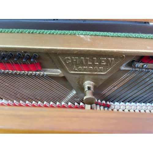 254 - A very nice CHALLEN upright piano, all tuned and ready to go! The piano comes with a modernish teak ... 