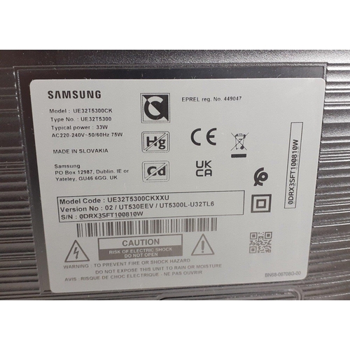 270 - A Samsung Ful HD TV - T5300 CLASS 32/80CM TV screen without remote control or guide book. Measuremen... 