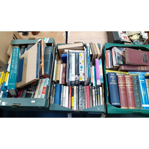 286 - A large collection of 3 trays of books to include many art,  theological, as well as some fiction#28... 