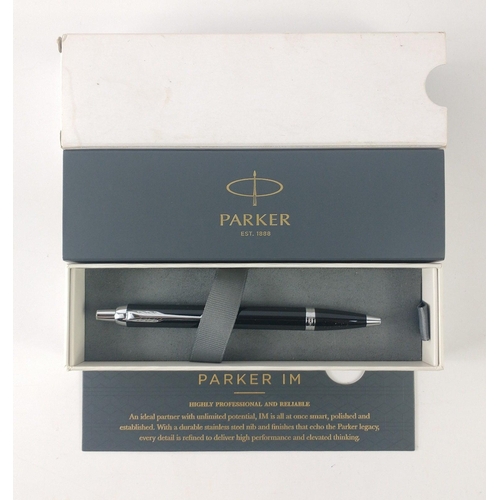 142 - A boxed black PARKER IM pen, appears to be unused#23
