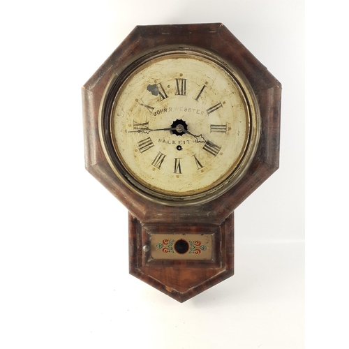 145 - A vintage JOHN WEBSTER of DALKEITH wall clock missing its innards, total height 62cm, clock face 30c... 
