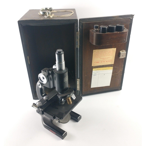 150 - A vintage boxed NEW SPENCER RESEARCH MICROSCOPE from Buffalo USA with the serial number 187042.  The... 