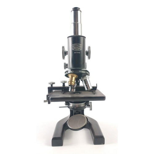 150 - A vintage boxed NEW SPENCER RESEARCH MICROSCOPE from Buffalo USA with the serial number 187042.  The... 