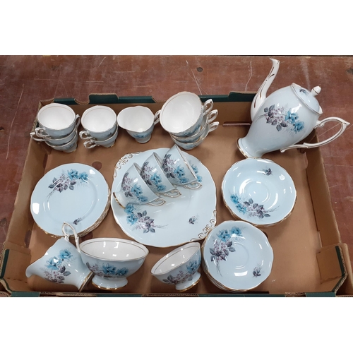 191 - ROYAL STANDARD fine bone china tea set in an attractive powder blue colour,  comprising teapot, milk... 