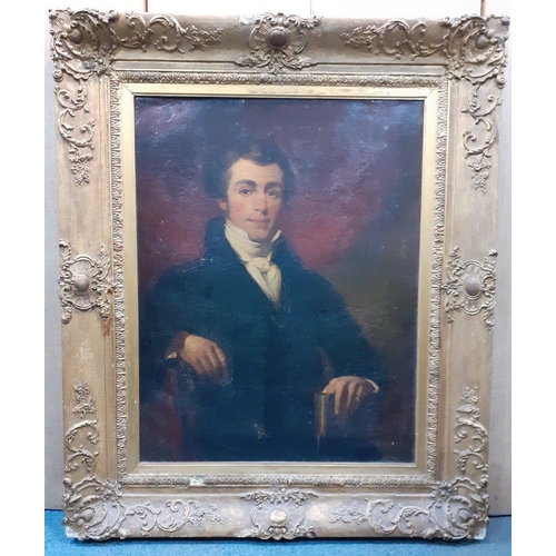 311 - A large oil on canvas Portrait painting in an ornate gilt frame. Frame measures approx. W105cm x H12... 