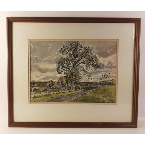 319 - An original watercolour of a countryside scene by PETER KIRLEY (1983), frame size 55cm x 46cm approx... 