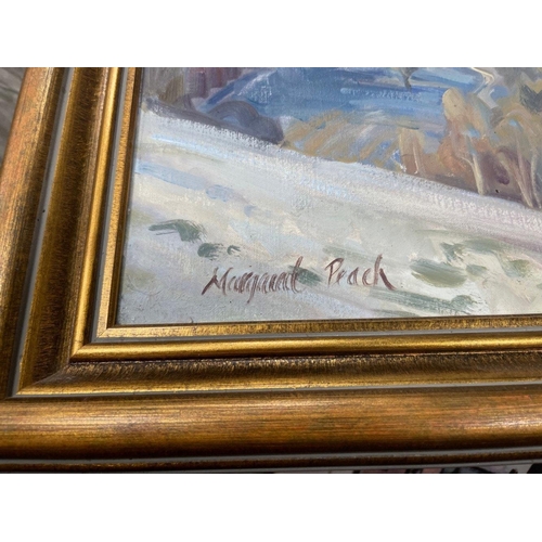 345 - LOCAL SCOTTISH BORDERS INTEREST- original oil on canvas artist MARGARET PEACH Borders hills scene - ... 