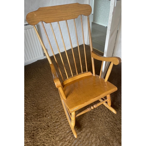 351N - A nice pine spindle-back rocking chair - 2ft width x 18” depth x 4ft height aporox#98