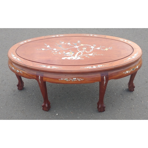 361 - IMPORTED CHINESE lacquer wood-inlay coffee table - length 125cm x depth 70cm x height 50cm approx#10... 