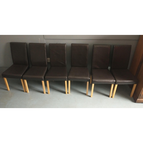 369 - Set of six modern leather style chairs by Dunlem#103