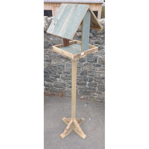 398 - A hand-made wooden bird table, made from recycled wood, standing 195cm tall#121