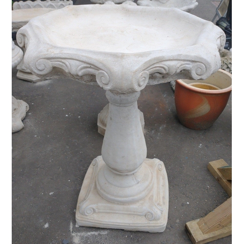 403 - A classical design stonework birdbath in 2 pieces with octagonal top 67cmH x 51cm dia - brand new it... 