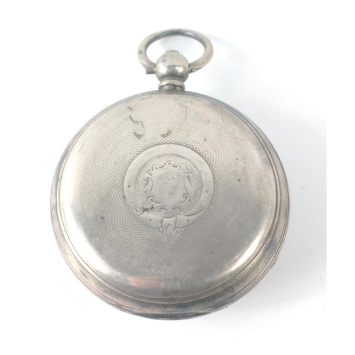 55 - A silver pocket watch from 1872 with Roman numerals. Missing subdial hand, gross weight 135g approx#... 