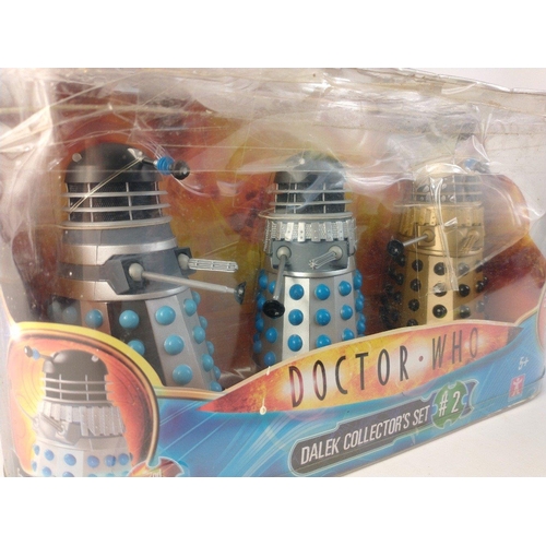 147 - BBC DOCTOR WHO Collectibles. Daleks 3 Poseable Action Figures in box.  NB. Item 03285 The box has da... 