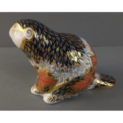 154 - A ROYAL CROWN DERBY limited edition (4942/5000) Riverbank Beaver with gold stopper#164